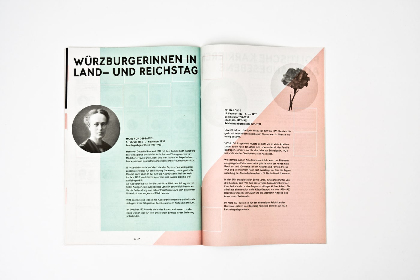 Doppelseite Broschüre zur Ausstellung 100 Jahre Frauenwahlrecht