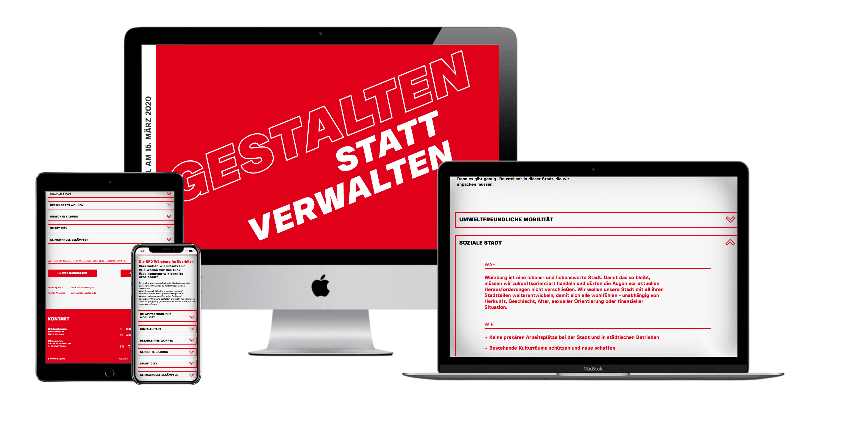 SPD Würzburg Kommunalwahl-Kampagne Design Screens Landingpage