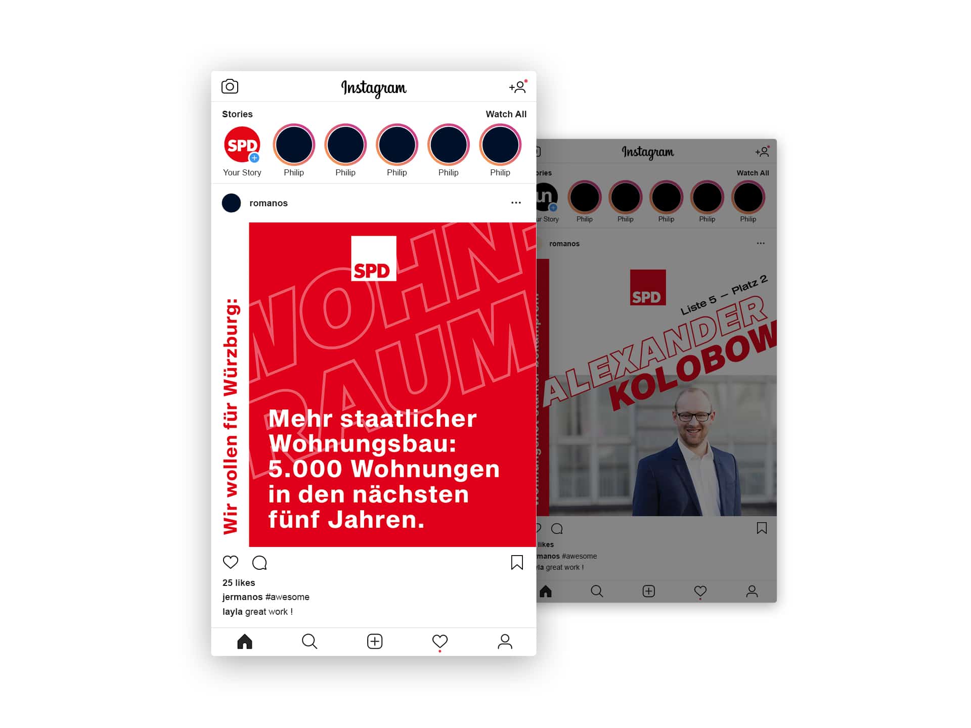 SPD Würzburg Kommunalwahl-Kampagne Layout Instagram-Post