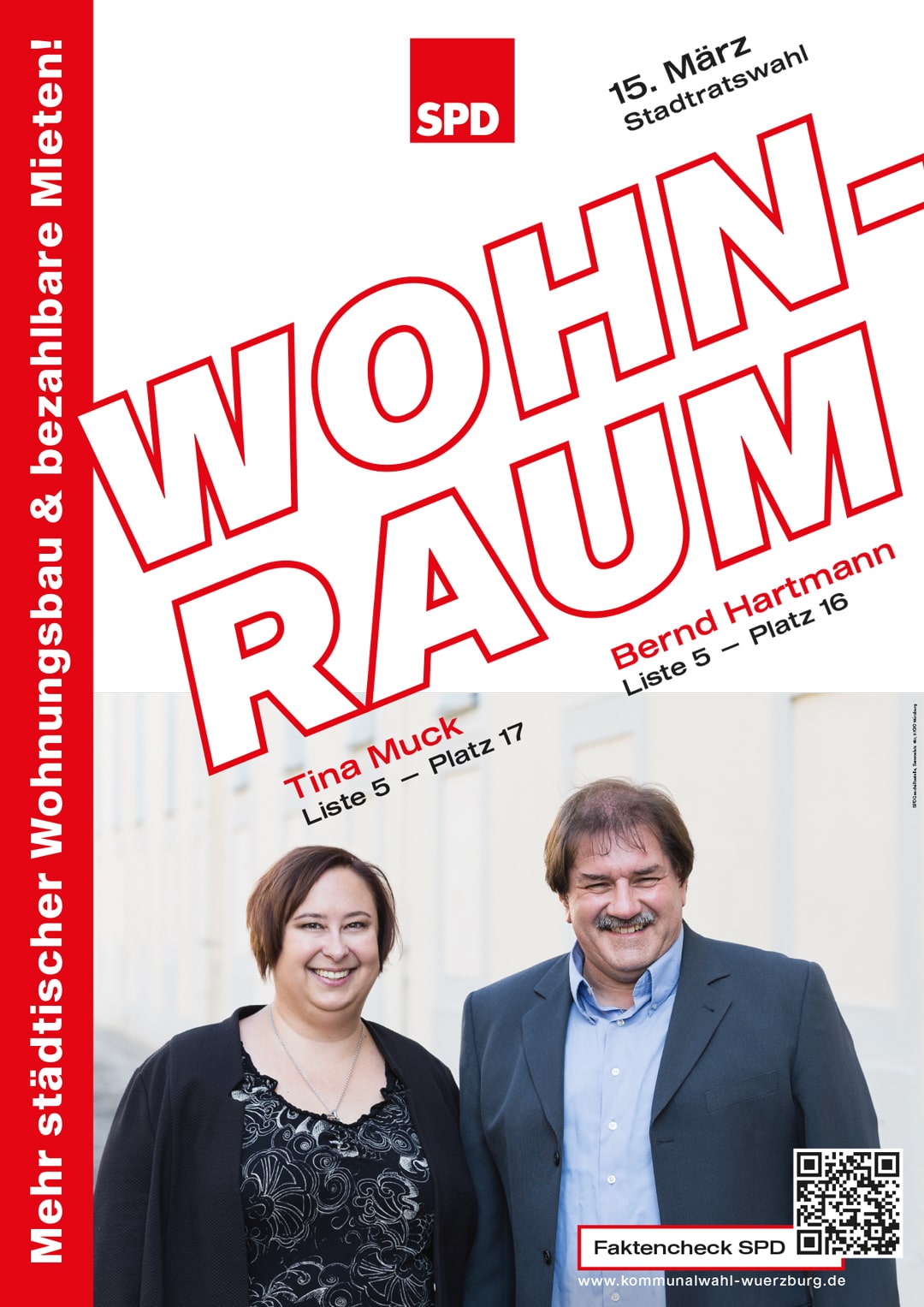 SPD Würzburg Kommunalwahl-Kampagne Design Wahlplakat Wohnraum