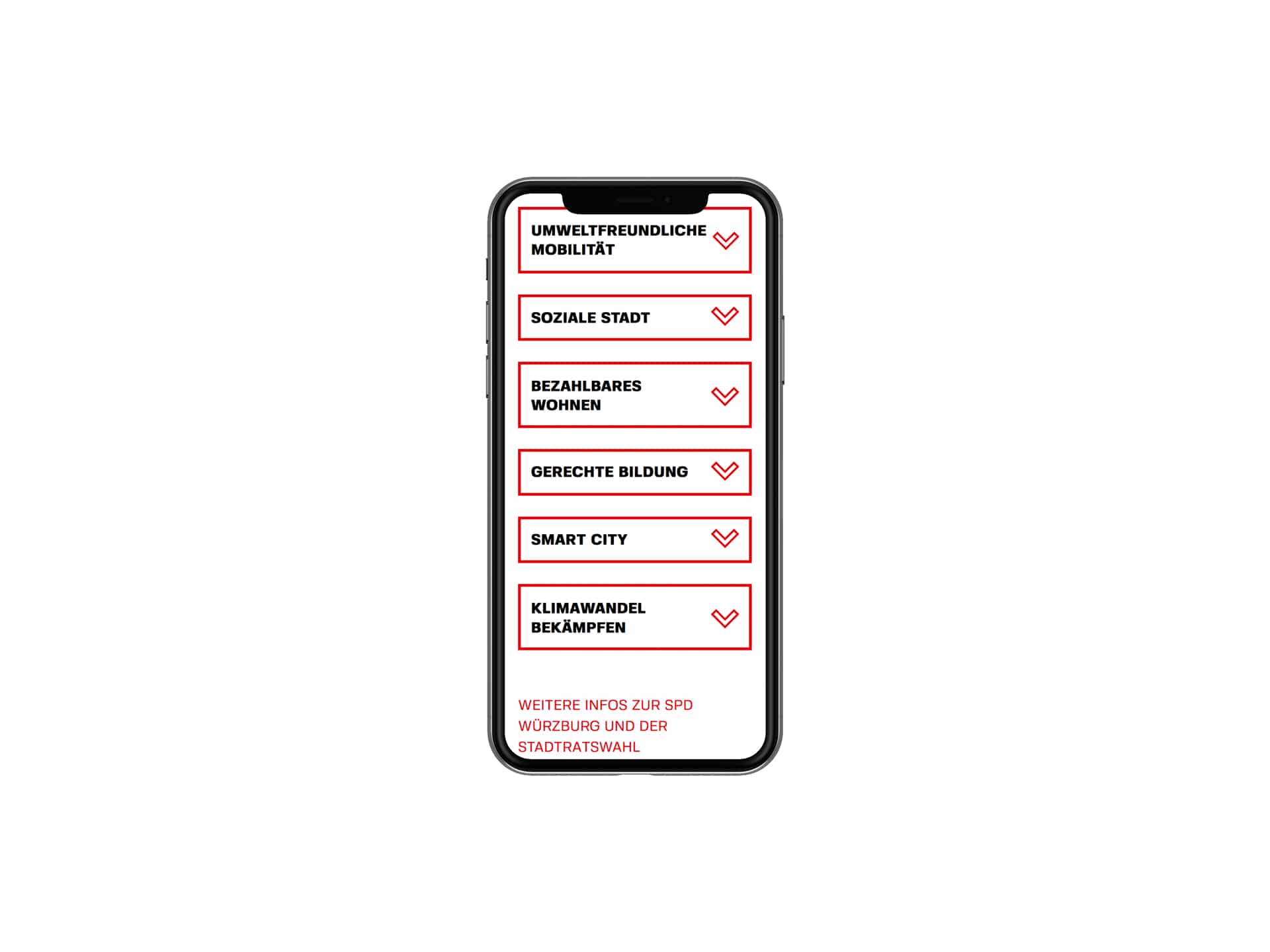 SPD Würzburg Kommunalwahl-Kampagne Design Landingpage mobil