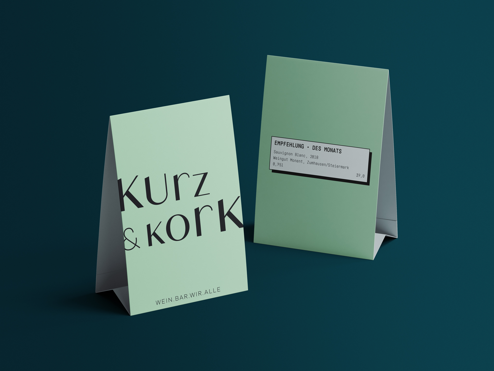 Kurz & Kork Weinbar Corporate Design Tischaufsteller