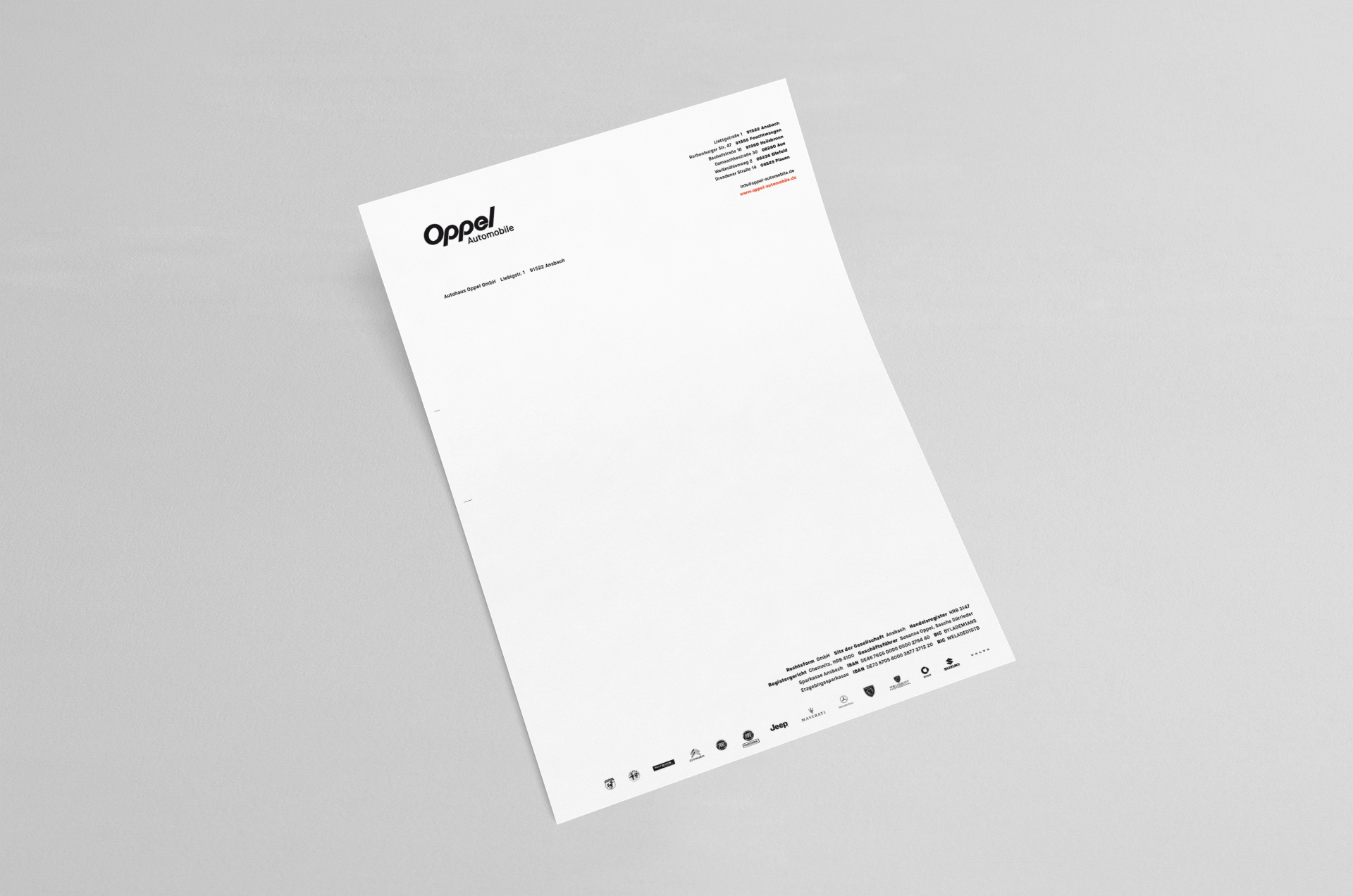 Oppel Automobile – Corporate Design Autohaus, Briefbogen