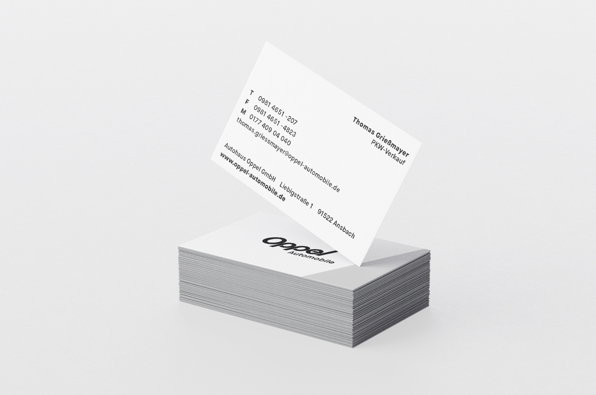 Oppel Automobile – Corporate Design Autohaus, Visitenkarten