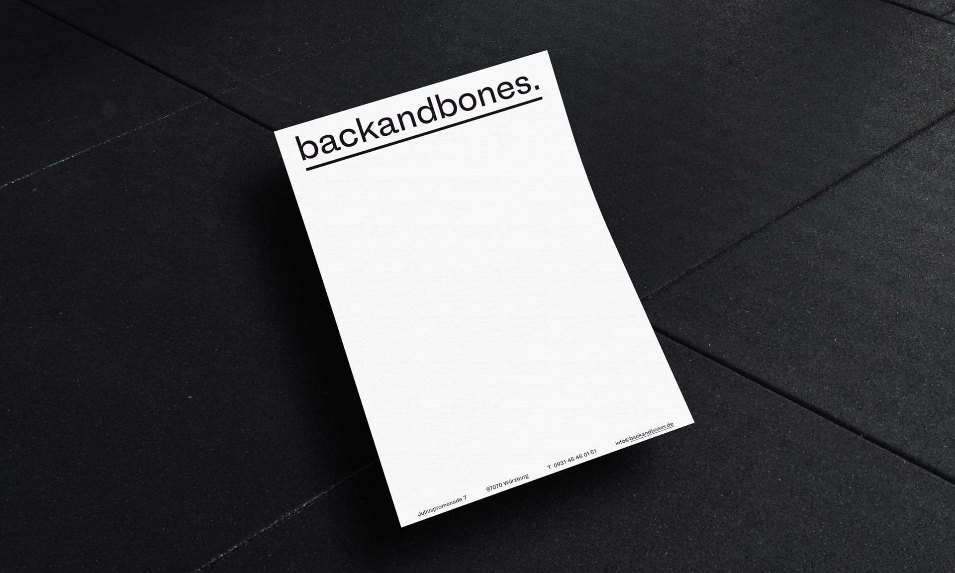 Back and bones Physiotherapie Würzburg, Corporate Design, Logodesign, Briefbogen